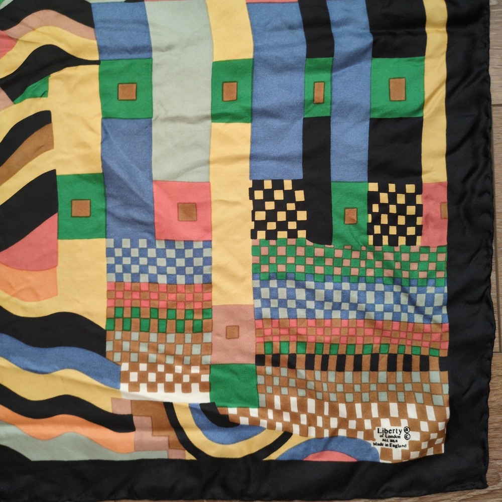 Vtg Liberty of London Silk Scarf Collier Campbell Bauhaus Geometric Abstract - Picture 6 of 9
